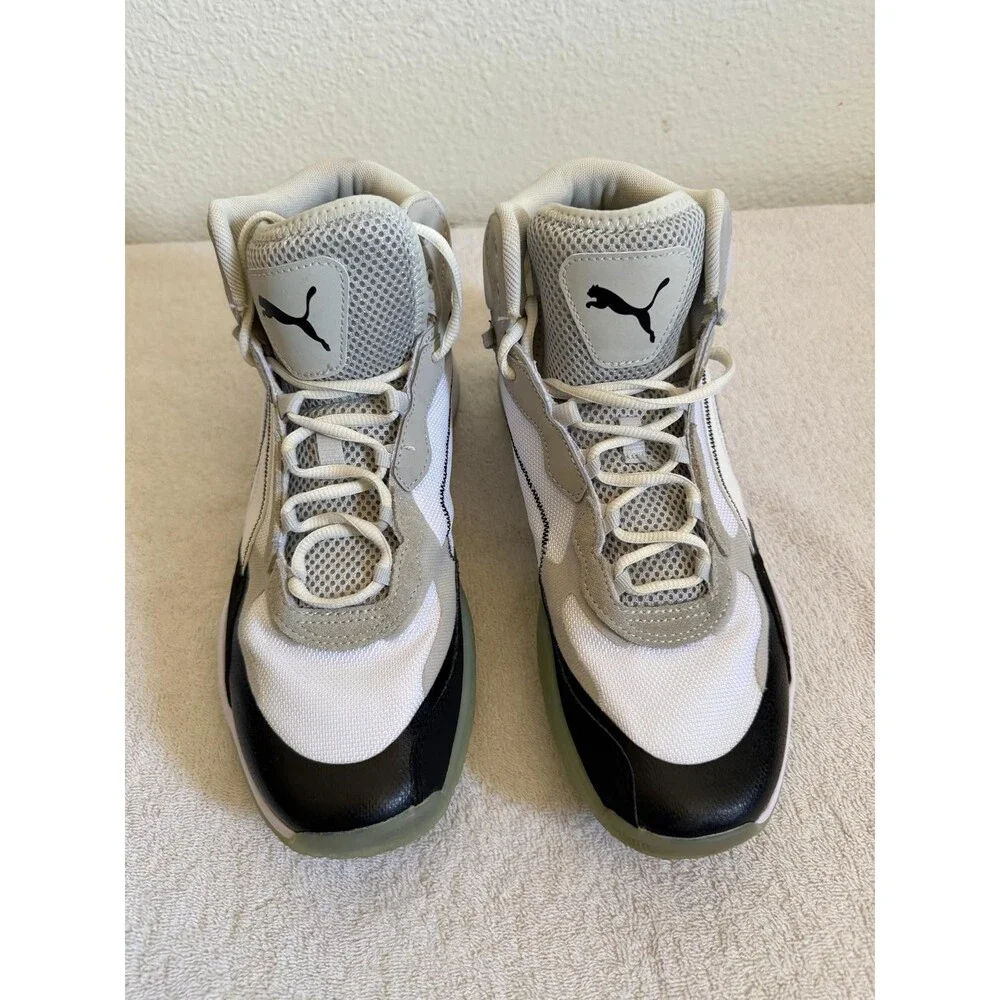 PUMA Mens Playmaker Pro Mid Basketball Sneakers White Black Shoes Size 11